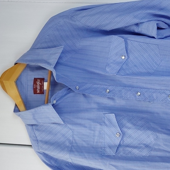 Wrangler Vintage Blue/ Black STRIPE Pearl Snap Western Shirt Cowboy Sz.XXL - Picture 2 of 9